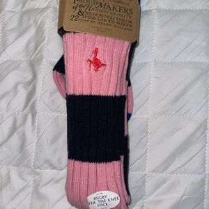 Vintage Jack Wills Pink and navy blue Rugby Over the Knee Sock